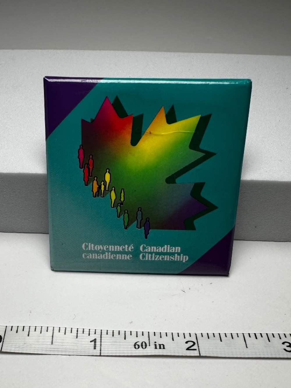 Vintage Canadian Citizenship Pinback Button Bilingual Canada Maple Leaf
